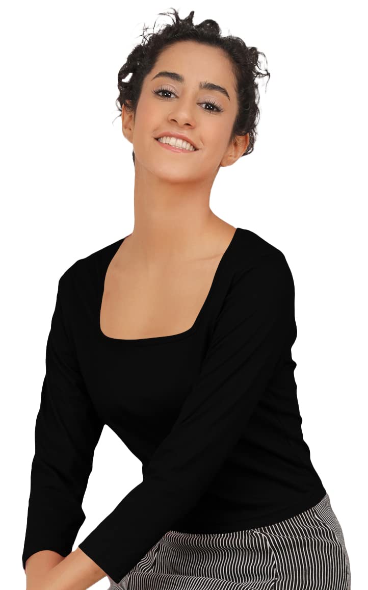 AD2CART VA4165 Womens Deep Square Neck Crop Tops Readymade Saree Blouse for Women (2XL, Black)