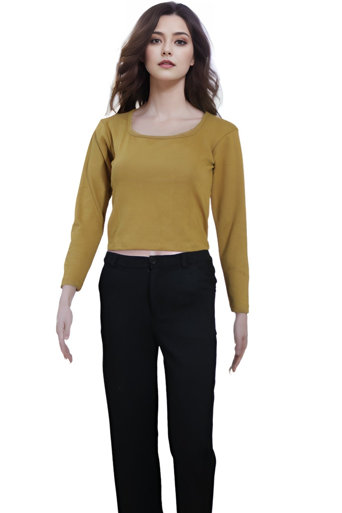 WOMEN MUSTARD YELLOW CROP TOP
