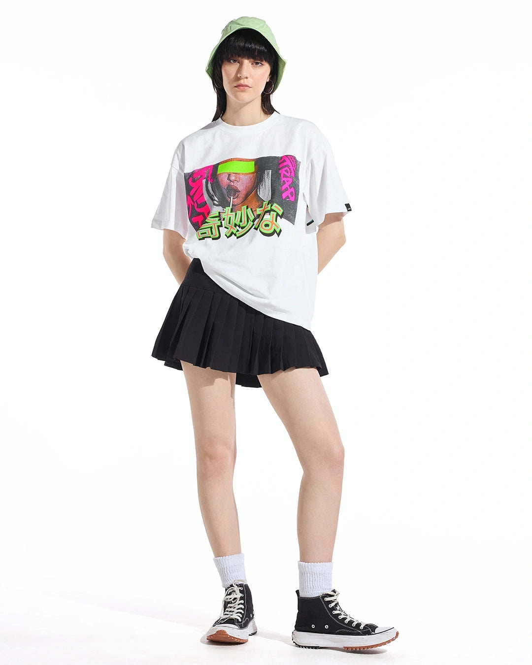 Women's White Sus Graphic Printed Oversized T-shirt