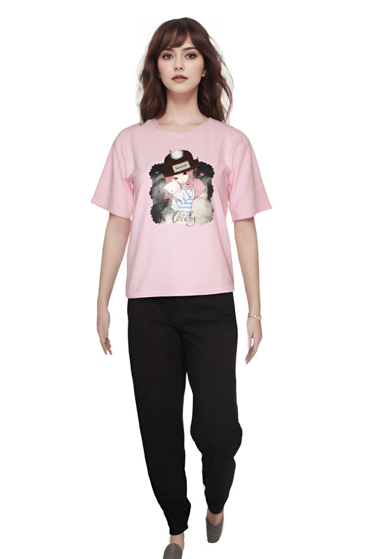 COLOUR PINK WOMEN T-SHIRT