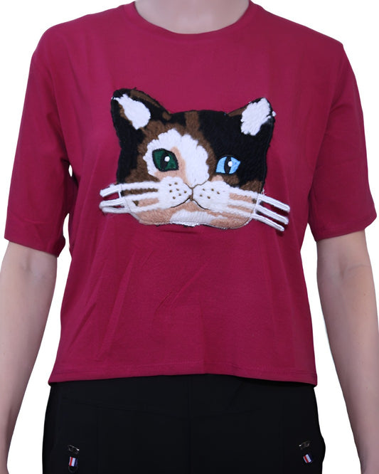 WOMEN FOR T-SHIRT CAT PRINT
