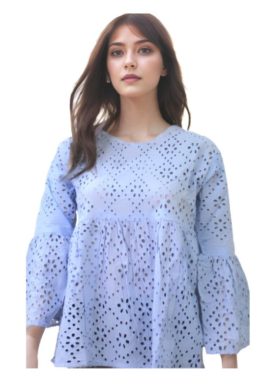 COLOUR SKY BLUE WOMEN TOP