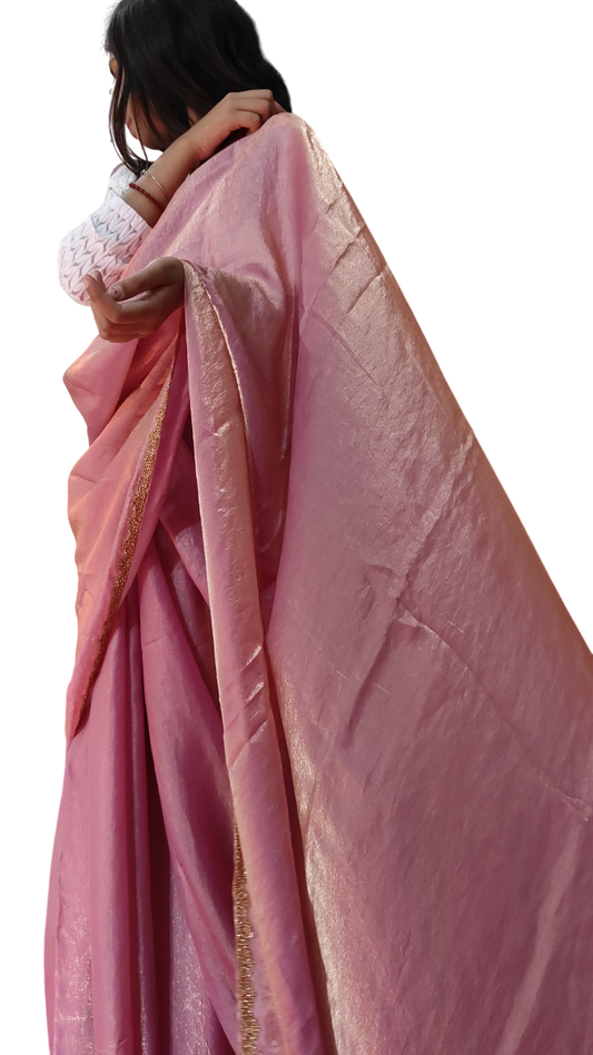 Dazzling Beautiful Diamond Work Net Saree for Glamorous Occasions