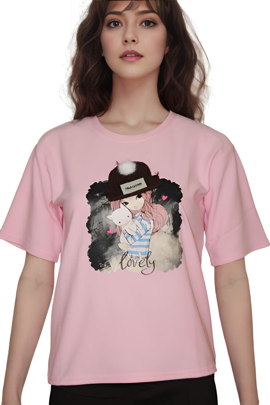 COLOUR PINK WOMEN T-SHIRT