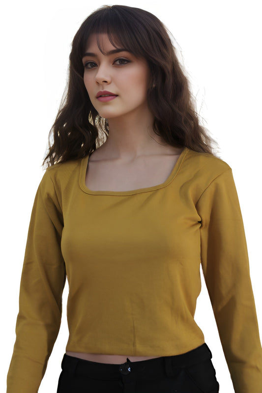 WOMEN MUSTARD YELLOW  CROP TOP